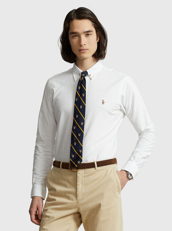 White cotton shirt with logo - 1