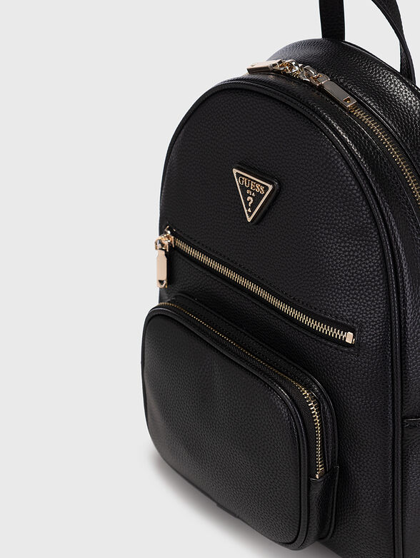 Black bakpack with grainy texture - 4