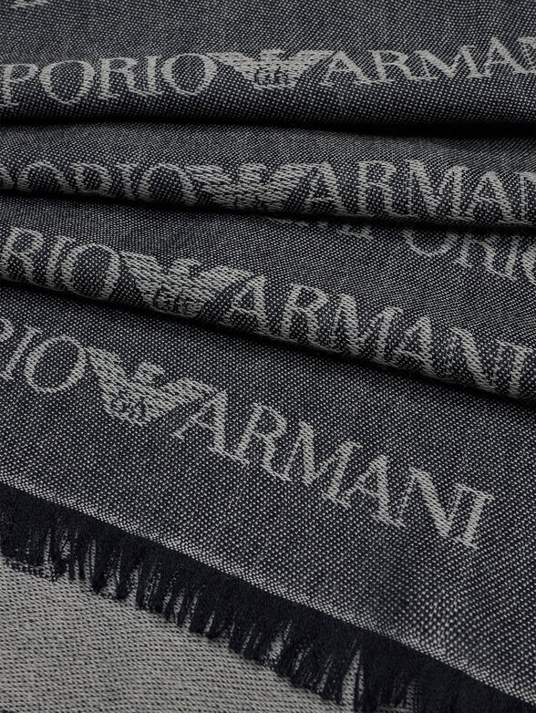 Wool blend scarf with logo - 4