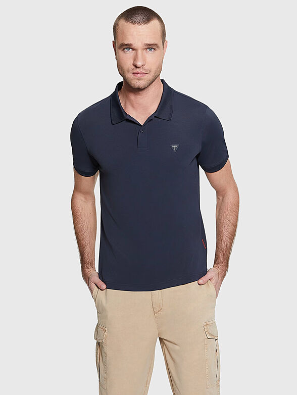 Dark blue polo-shirt with logo accent - 1