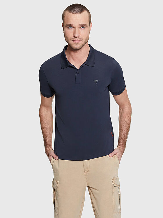 Dark blue polo-shirt with logo accent - 1