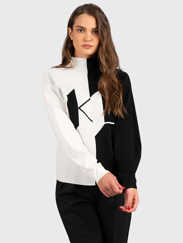 Sweater in black and white color with logo accent - 1