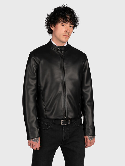 Black biker jacket made of faux leather