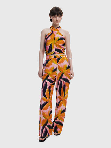 Floral print straight trousers - 5