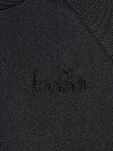 Black cotton T-shirt with embroidered logo  - 4