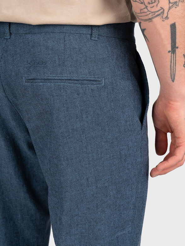 MYRON blue cotton blend trousers - 3
