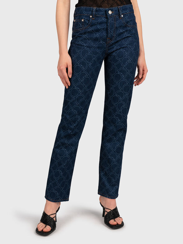 Jeans with monogram logo print - 1