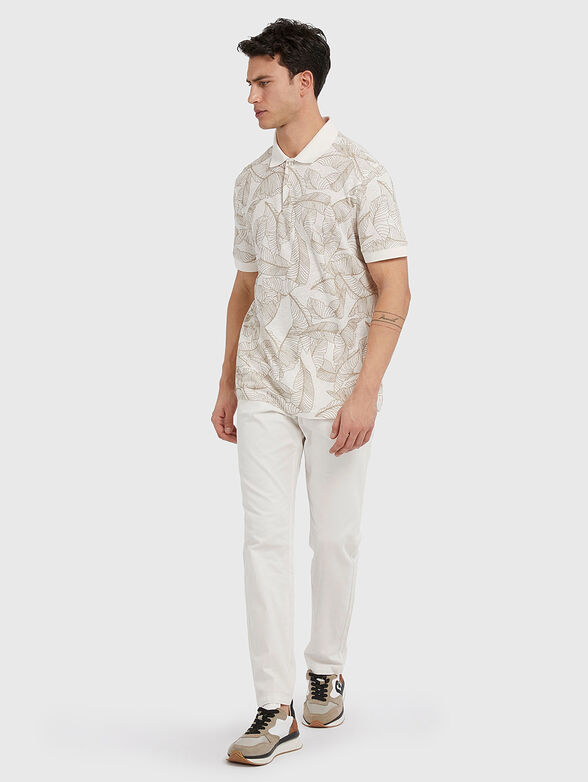 LEAVES polo-shirt with beige floral print - 2