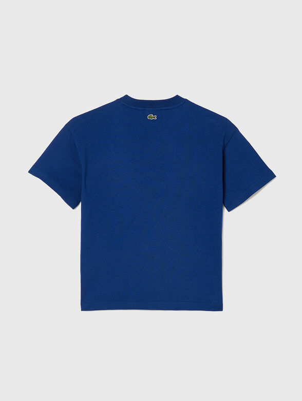 Blue cotton T-shirt with oval neckline - 6
