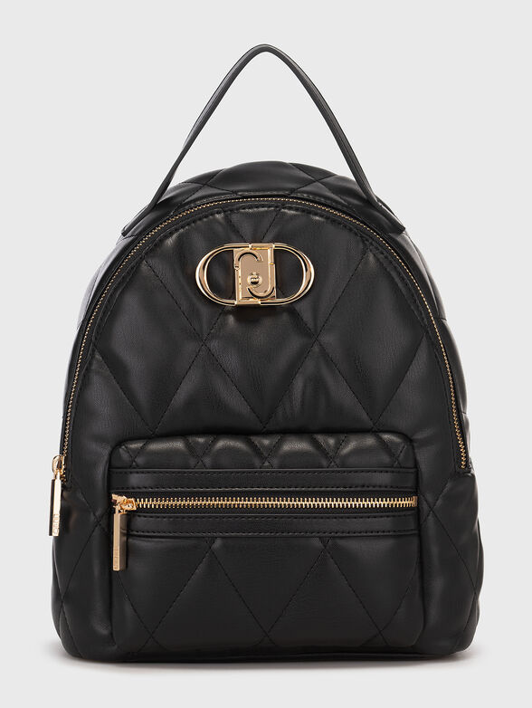 Black quilted backpack - 1