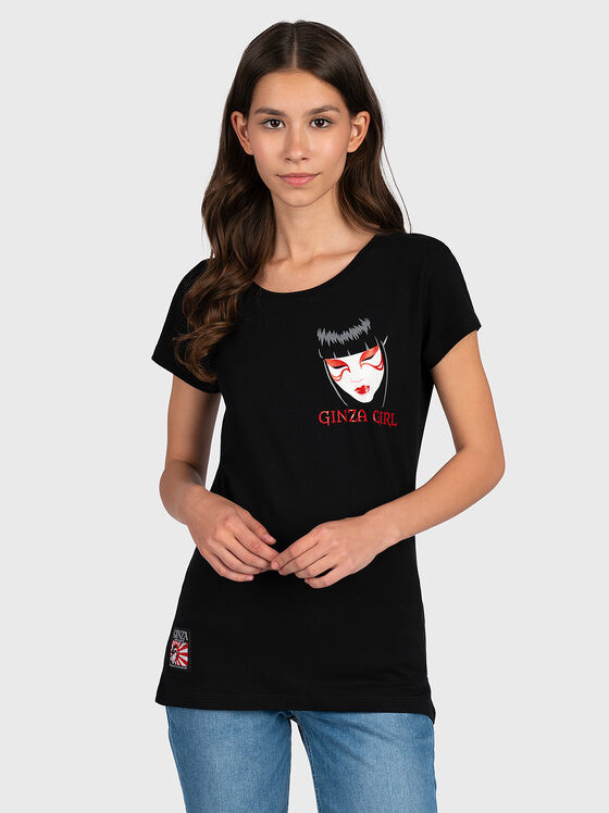 Tricou negru cu imprimeu - 1