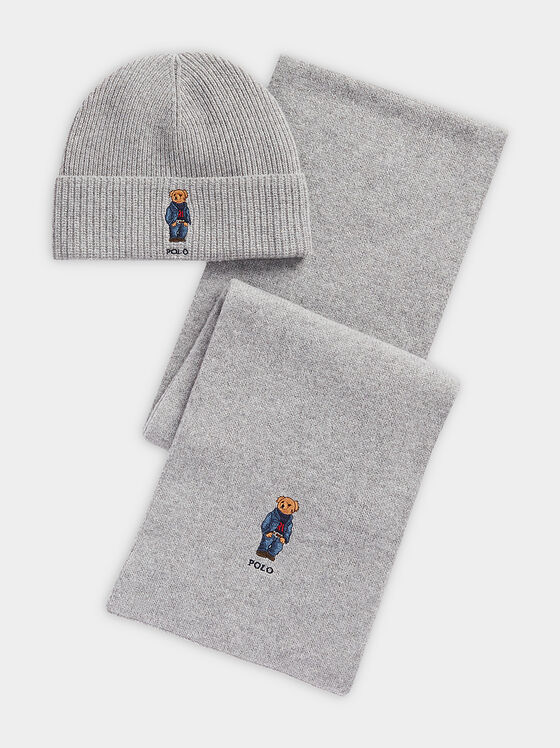 Set eșarfă și fes cu broderie Polo Bear - 1
