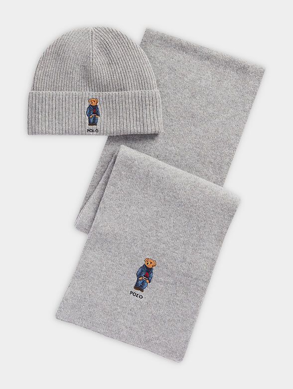 Scarf and hat set with Polo Bear embroidery - 1