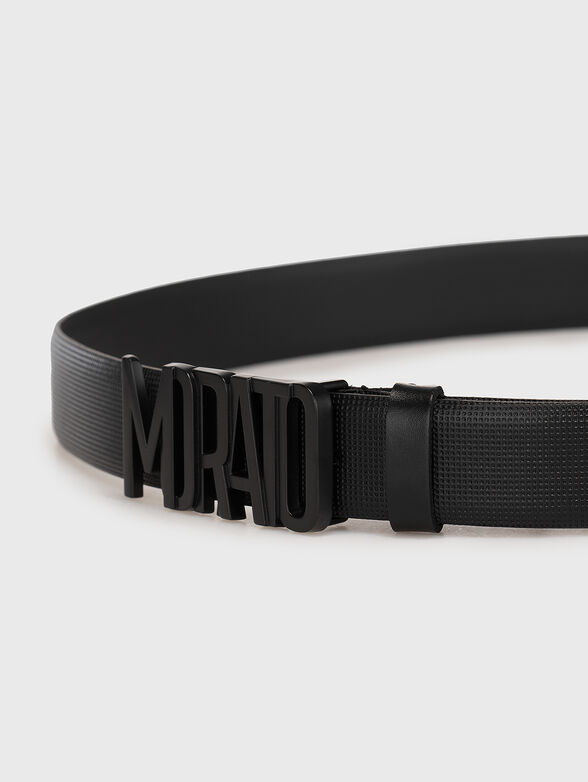 Leather belt with logo buckle  - 2