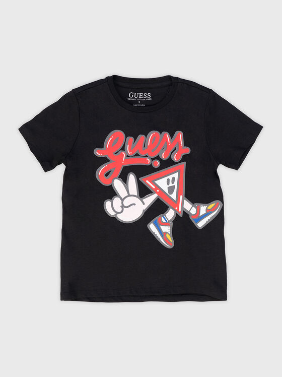 Tricou negru cu imprimeu  - 1