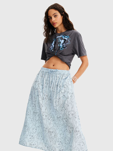 DELIA viscose midi skirt with print - 4
