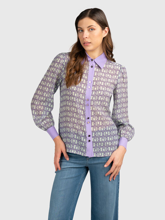 Silk shirt with monogram logo print - 1