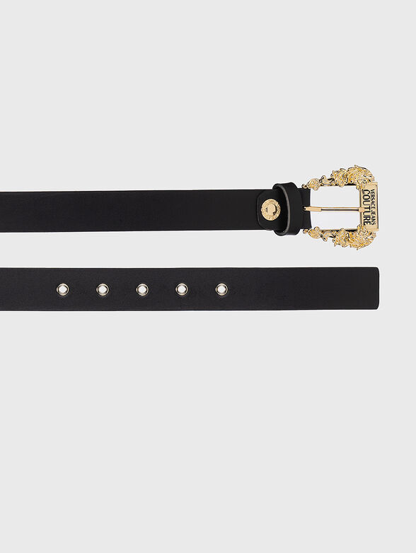 Black leather belt with gold buckle - 2