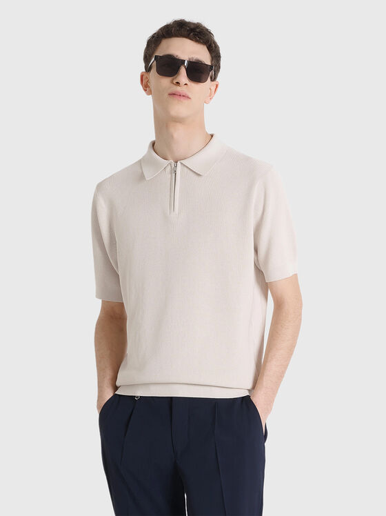 Tricou polo din bumbac cu fermoar - 1