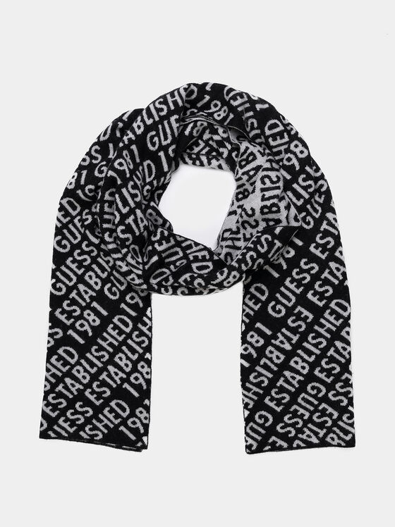 Esarfa neagra cu logo jacquard - 1