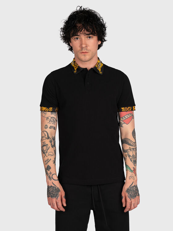 Black polo shirt with contrasting collar - 1