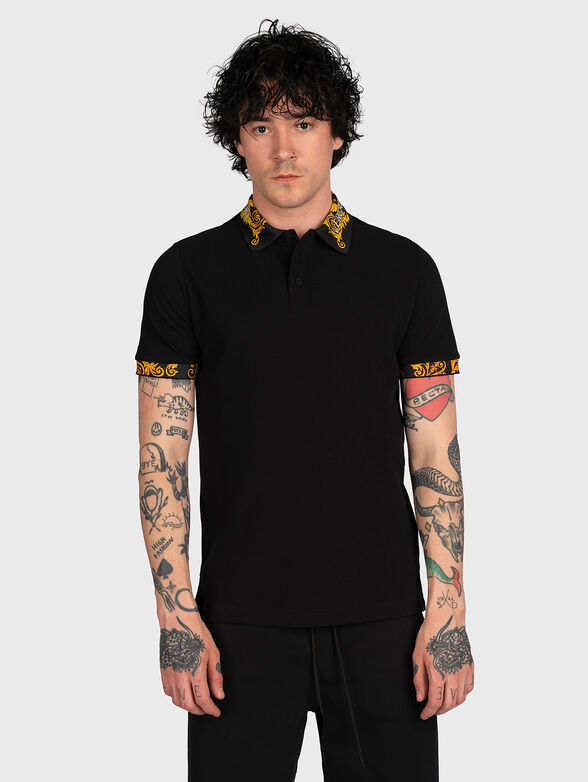 Black polo shirt with contrasting collar - 1