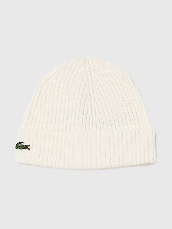 Căciulă unisex din lână ecru - 1