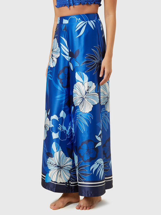 MARIS satin trousers with wide legs and print - 1