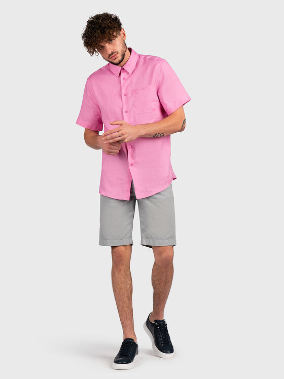 Short sleeve linen shirt in fuxia color - 2