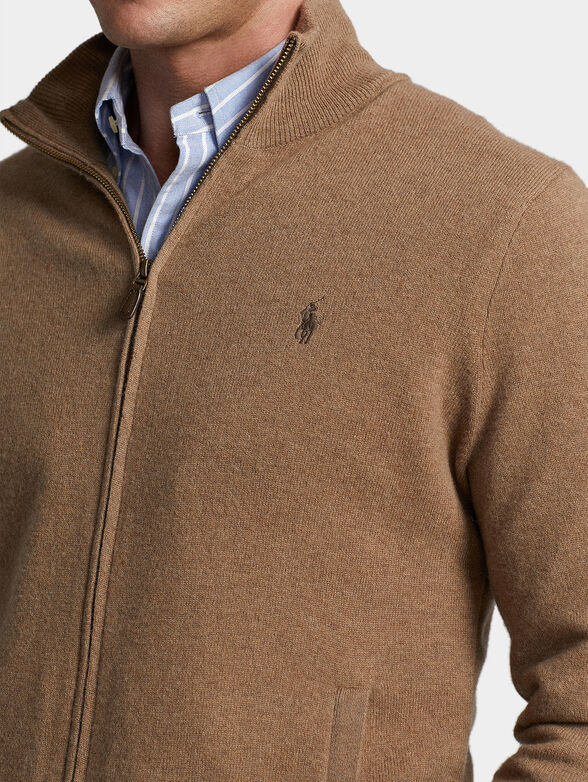 Brown merino wool cardigan with zip - 3
