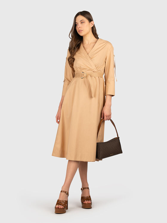 Rochie midi din poplin de bumbac cu curea - 1