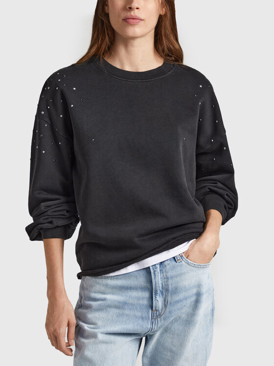 CAROLINE black sweatshirt with eyelets - 1