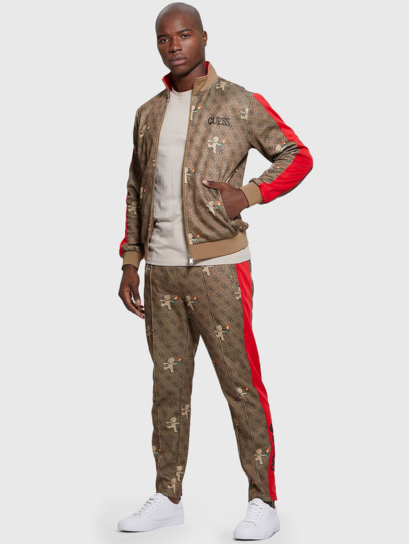 Sports trousers with monogram print  - 4