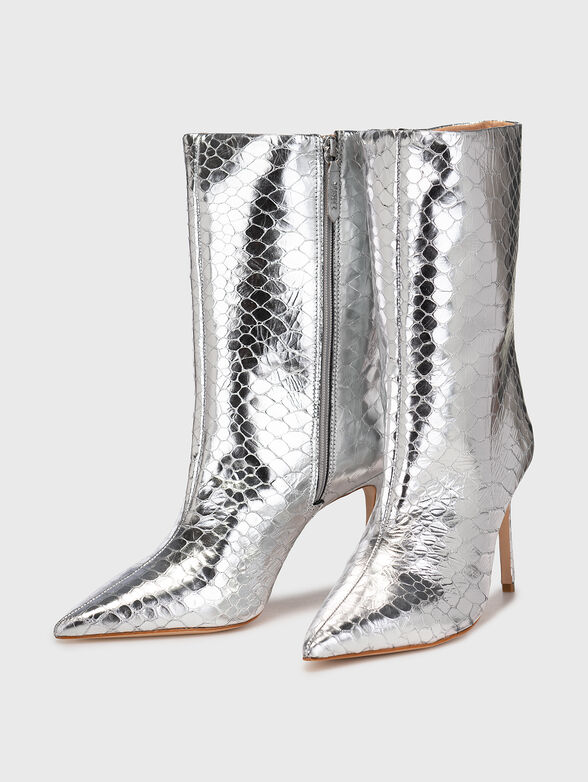 Purple leather ankle boots with metallic effect - 6