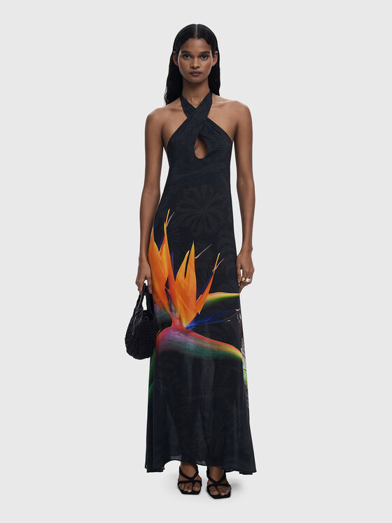 Rochie maxi cu decolteu tip halter - 1