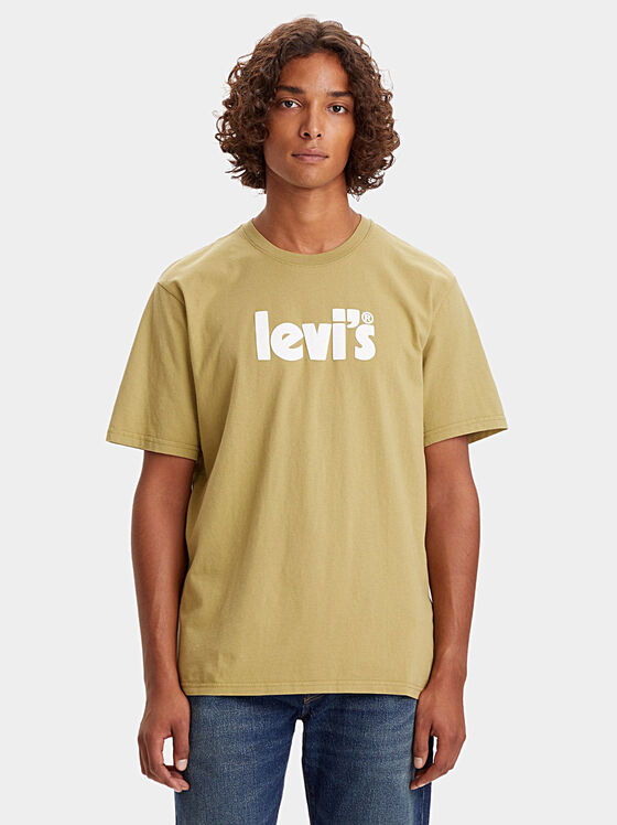 Green cotton T-shirt with logo print - 1