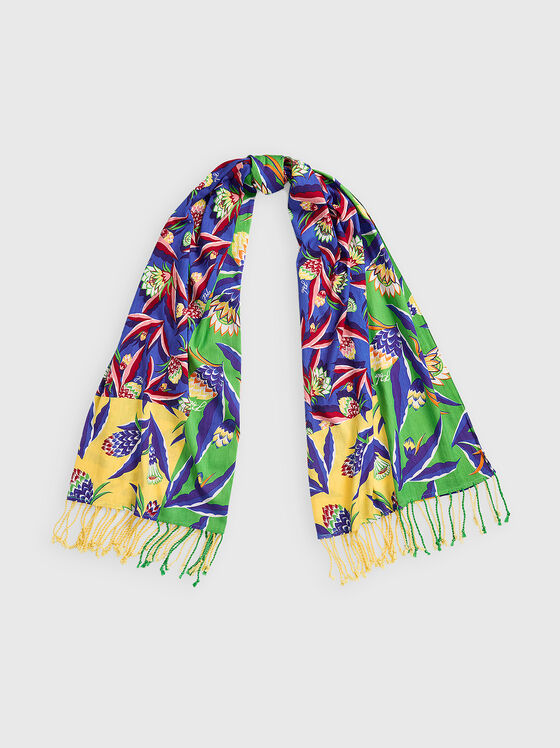 Scarf with tropical print  - 1