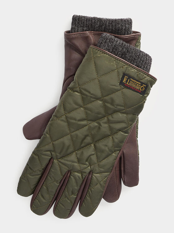 Green gloves with quilted effect - 1