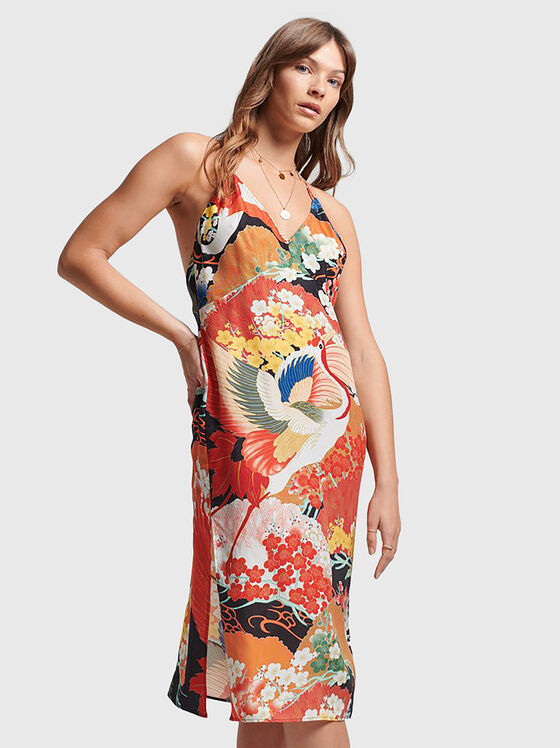 Rochie midi VINTAGE cu imprimeu floral - 1