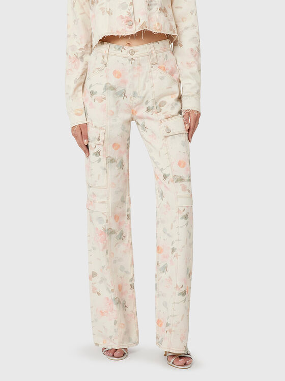 Pantaloni cargo cu imprimeu floral - 1