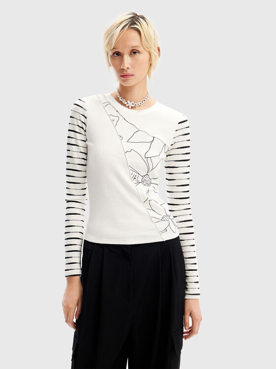 White blouse with oval neckline  - 1