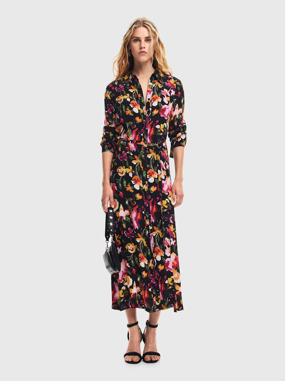 Rochie cu imprimeu floral și curea - 1