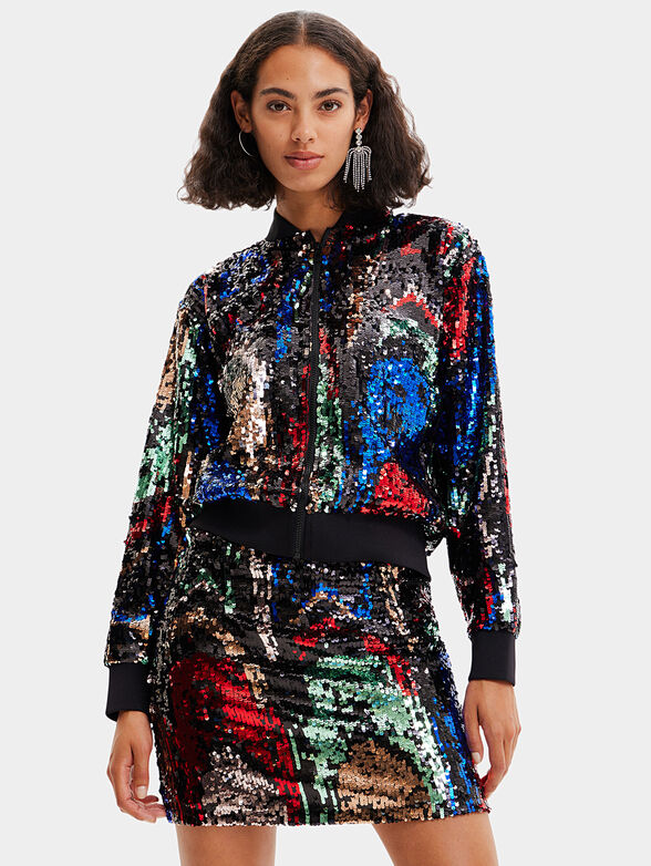 Bomber jacket with multicolored sequins - 1