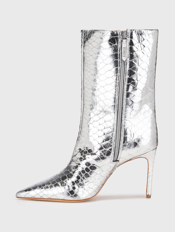 Purple leather ankle boots with metallic effect - 4