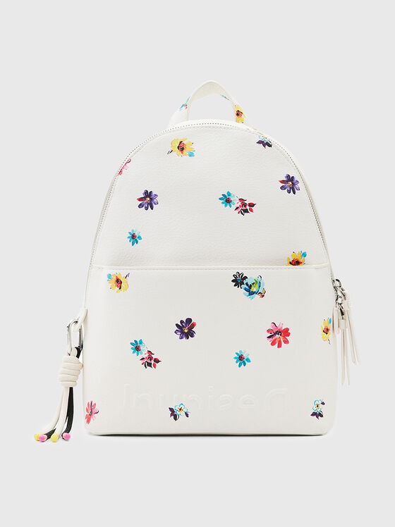 Black backpack with contrasting floral motifs - 1