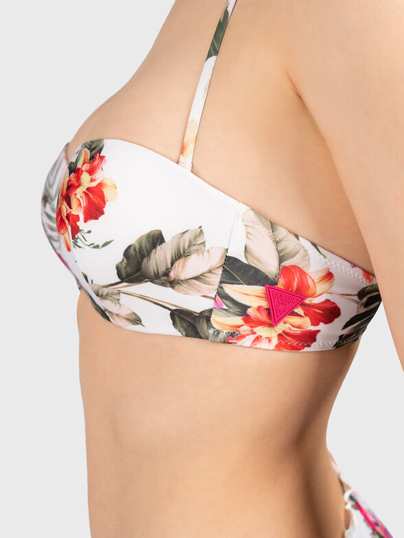 Bandeau bikini top with floral print - 4