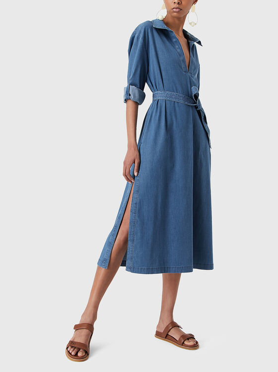 Rochie midi din denim cu curea - 1