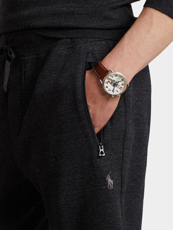 Black sports pants with logo embroidery - 3