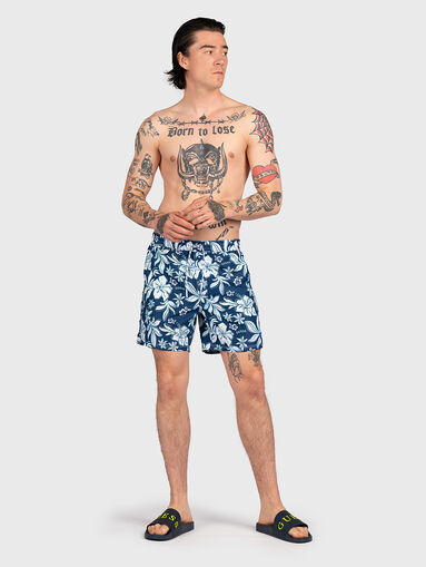 IBISCUS blue swimtrunks with floral print - 5