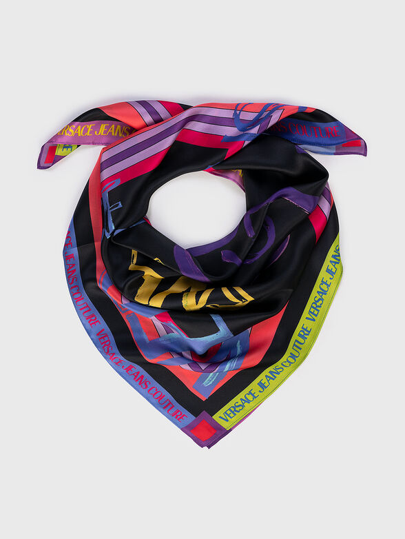 Silk scarf with colorful logo print - 1